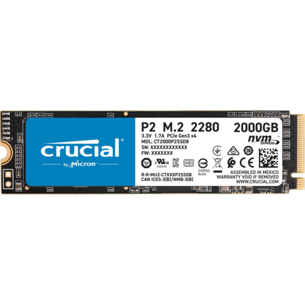 SSD Crucial P2 2TB PCI Express 3.0 x4 M.2 2280