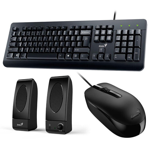 Kit Tastatura, Mouse si Boxe Genius KMS U130 + Boxe 3W