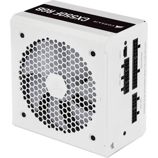 Sursa Corsair CX550F RGB, 550W, 80+ Bronze White