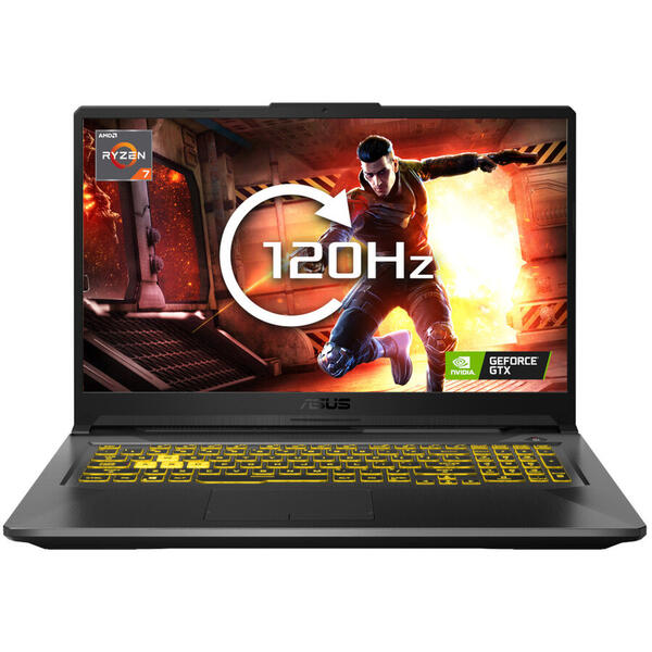 Laptop Gaming Asus TUF A17 FA706IU, 17.3 inch FHD 120Hz, AMD Ryzen 9 4900H, 8GB DDR4, 512GB SSD, GeForce GTX 1660 Ti 6GB, No OS, Bonfire Black