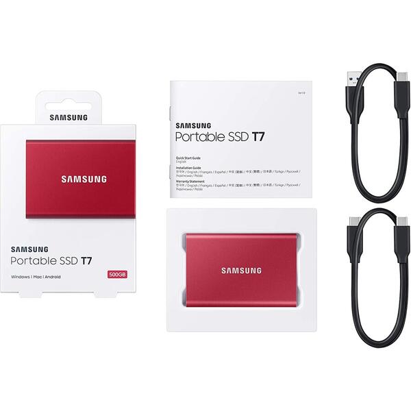 SSD Samsung Portable T7 1TB USB 3.2 tip C, Red