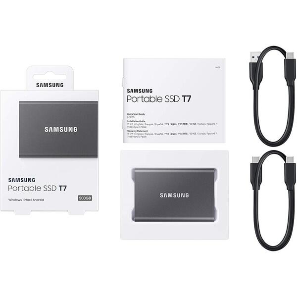 SSD Samsung Portable T7 Touch 1TB USB 3.2 tip C, Grey