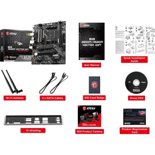 Placa de baza MSI MAG A520M VECTOR WIFI Socket AM4