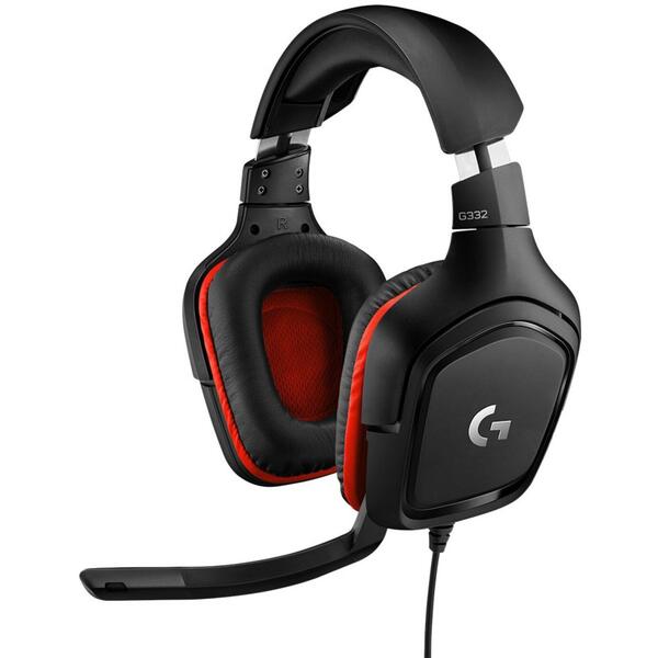 Casti gaming Logitech G332 LEATHERETTE Black/Red