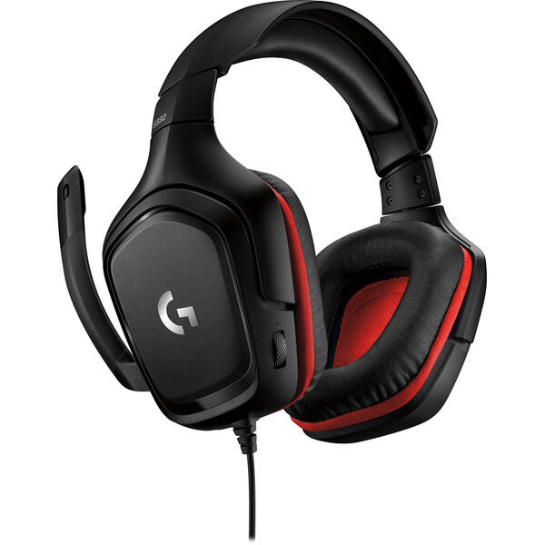 Casti gaming Logitech G332 LEATHERETTE Black/Red