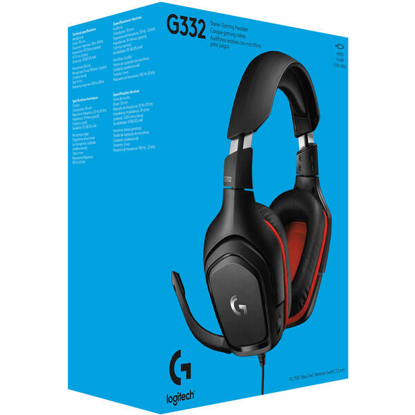 Casti gaming Logitech G332 LEATHERETTE Black/Red