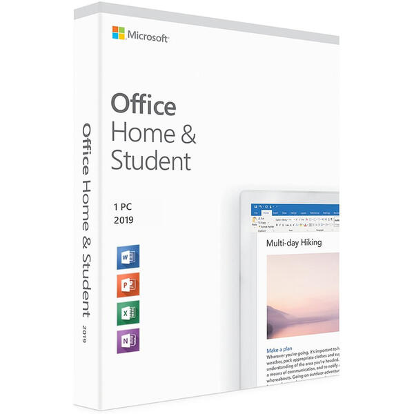 Microsoft Office Home and Student 2019, Engleza, Medialess Retail