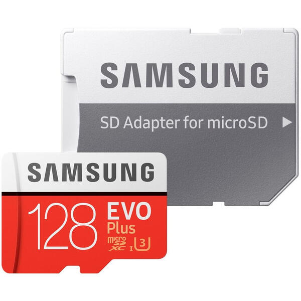 Samsung MicroSDXC, EVO Plus, 128GB, Clasa 10, UHS-1 + Adaptor SD