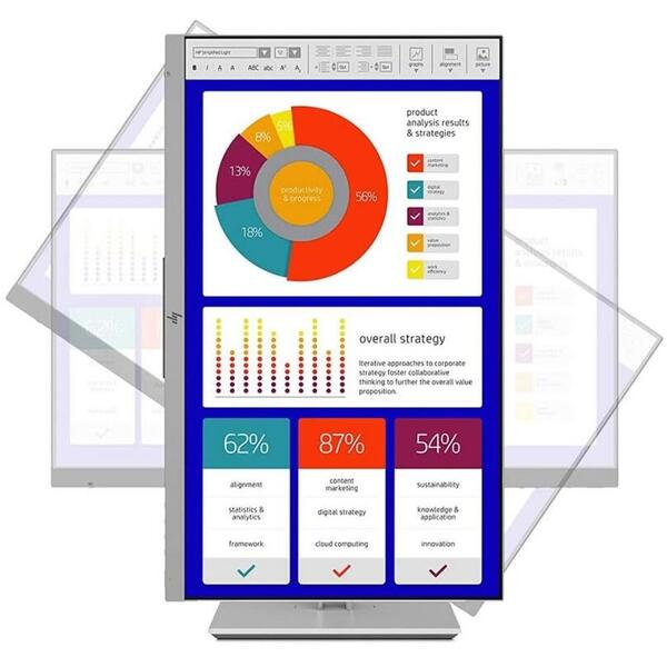 Monitor LED HP EliteDisplay E243p, 23.8 inch FHD IPS 14ms, Argintiu