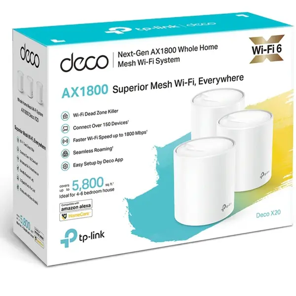Router Wireless TP-LINK Mesh Deco X20 Dual Band AX1800 3 pack