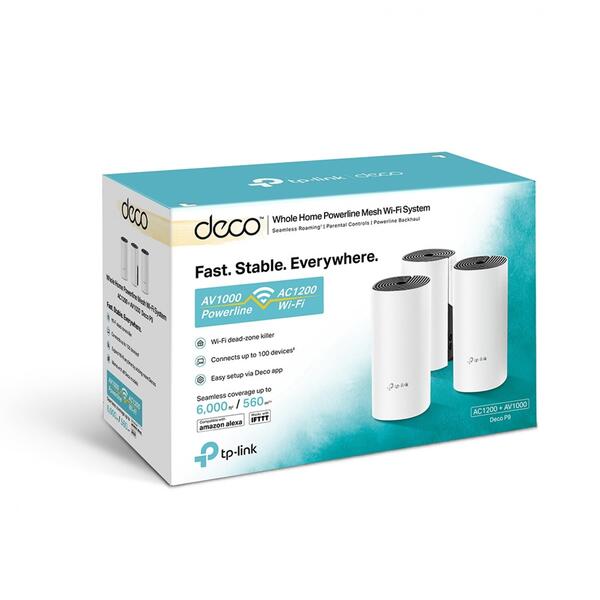 Router Wireless TP-LINK Mesh Deco P9 Dual Band Wi-Fi + Powerline AC1200+AV1000 3 pack