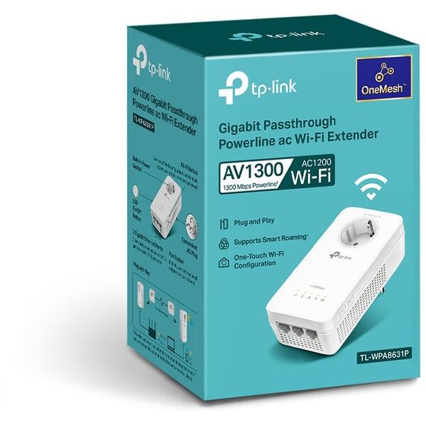 PowerLine TP-LINK TL-WPA8631P 1300Mbps, 3 x Gigabit LAN, 1 x Sucko, Dual Band AC1200