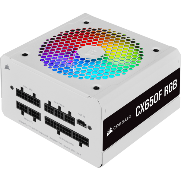 Sursa Corsair CX650F RGB, 650W 80+ Bronze, White