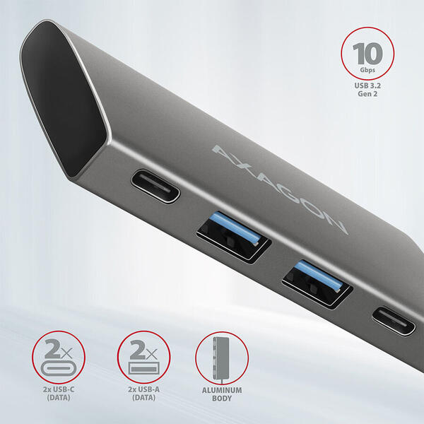 Hub USB AXAGON 2x USB 3.2 + 2x USB Type C, 10Gbps