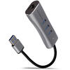 Hub USB AXAGON 3 x USB 3.2 + 1x RJ-45, Gri