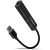 Hub USB AXAGON 3 x USB 3.2 + 1x RJ-45, Negru