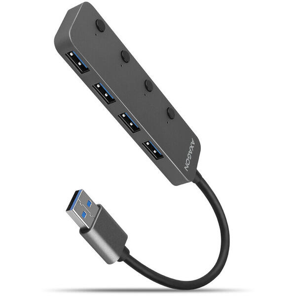 Hub USB AXAGON 4x USB 3.2 SWITCH hub, Negru