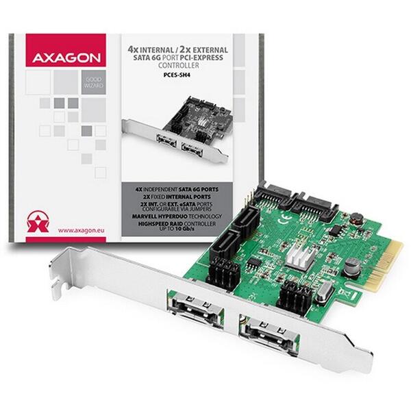 Adaptor SSD/HDD AXAGON PCIe la 4 SATA si 2 eSATA
