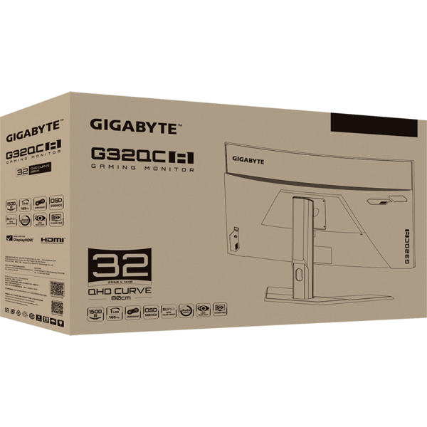 Monitor Gaming Gigabyte G32QC A-EK  31.5 inch QHD, 1ms, HDR, 165 Hz, Curbat, Negru