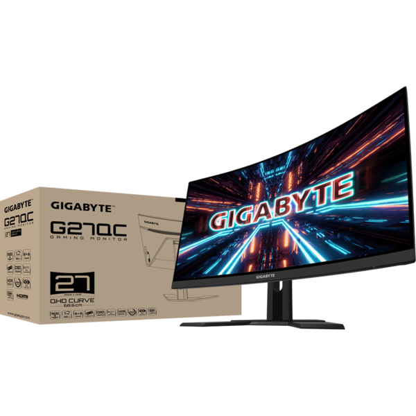 Monitor Gaming Gigabyte G27QC, 27 inch QHD Curbat, 1 ms, 165Hz, Negru