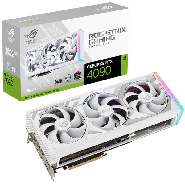 Placa video Asus GeForce RTX 4090 ROG STRIX White 24GB GDDR6X 384 bit DLSS 3.0