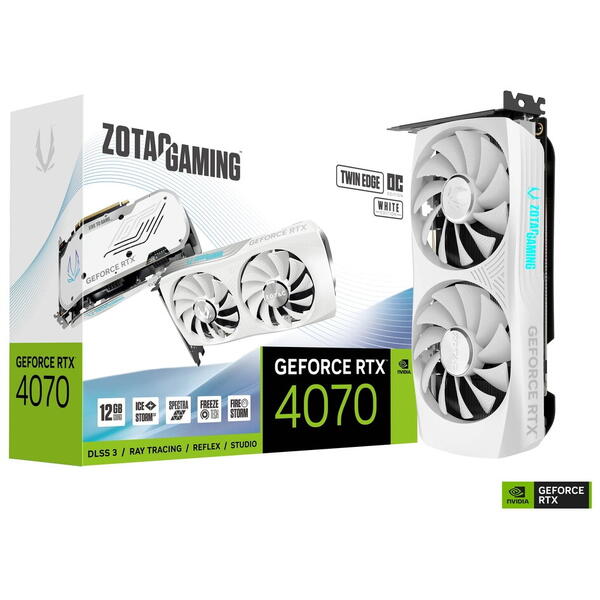 Placa video Zotac GeForce RTX 4070 TWIN EDGE OC White Edition 12GB GDDR6X 192 bit DLSS 3.0