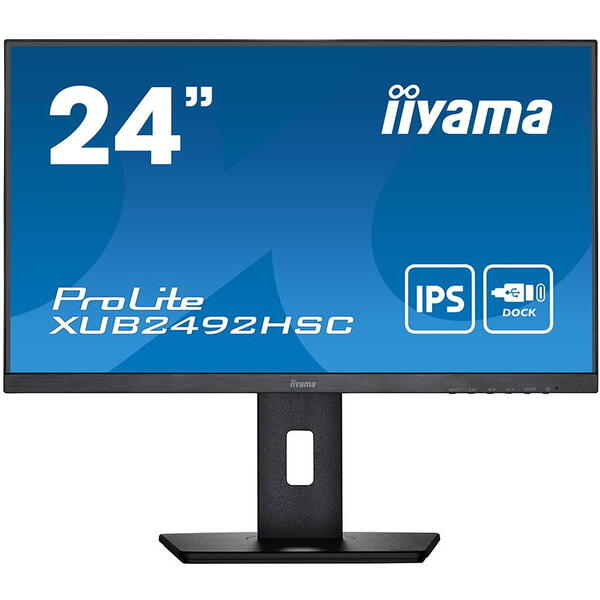 Monitor LED IIyama ProLite XUB2492HSC-B5 23.8 inch FHD IPS 4 ms 75 Hz USB-C