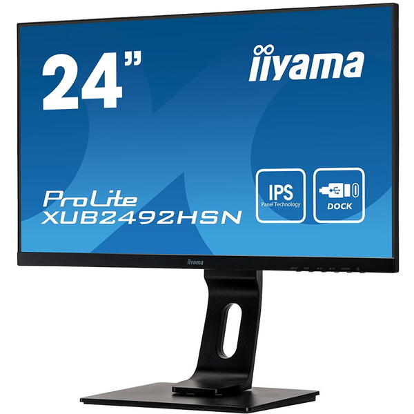 Monitor LED IIyama ProLite XUB2492HSN-B5 23.8 inch FHD IPS 4 ms 75 Hz USB-C
