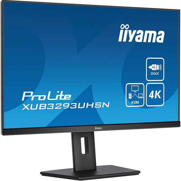 Monitor LED IIyama ProLite XUB3293UHSN-B5 31.5 inch UHD IPS 4 ms 60 Hz KVM USB-C