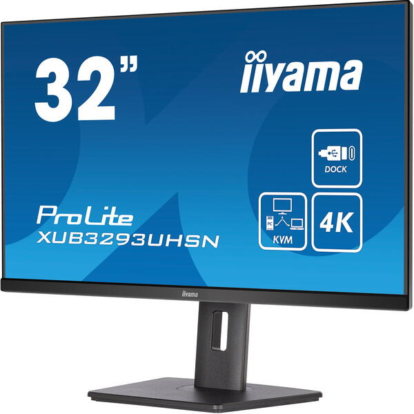 Monitor LED IIyama ProLite XUB3293UHSN-B5 31.5 inch UHD IPS 4 ms 60 Hz KVM USB-C