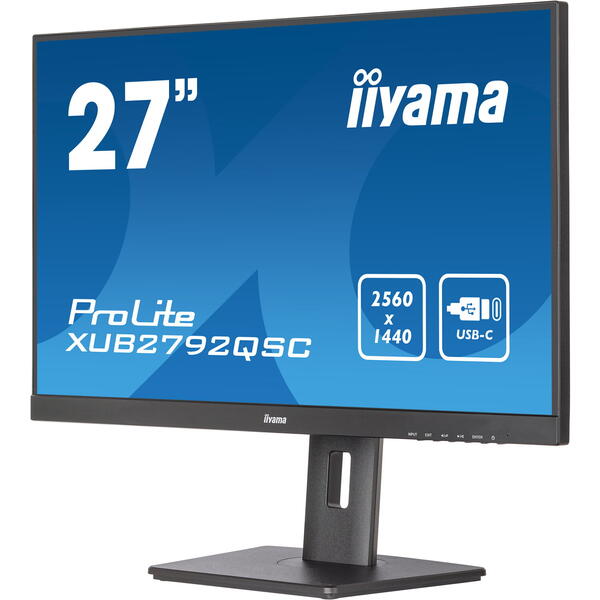 Monitor LED IIyama ProLite XUB2792QSC-B5 27 inch QHD IPS 4 ms 75 Hz USB-C