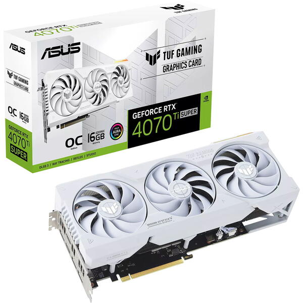 Placa video Asus GeForce RTX 4070 Ti SUPER TUF GAMING OC White 16GB GDDR6X 256 Bit DLSS 3.0