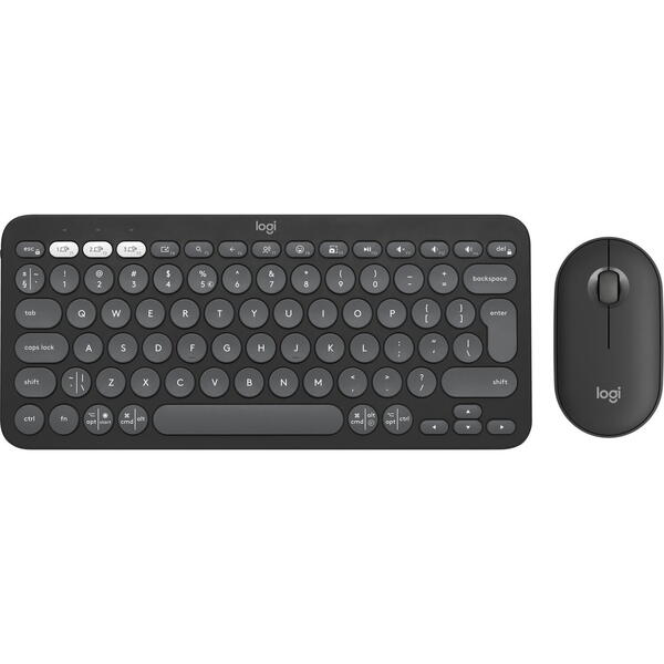 Kit Tastatura si Mouse Logitech Pebble 2 Combo for Mac, Bluetooth, Tonal Graphite