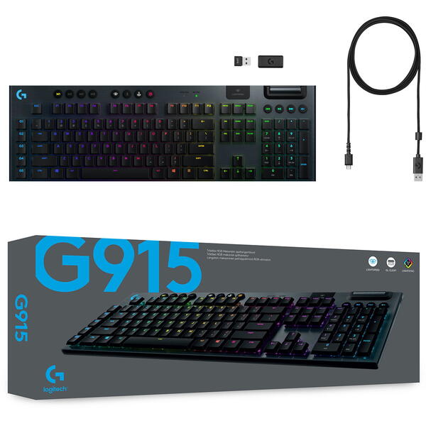 Tastatura gaming Logitech G915 LIGHTSPEED Wireless GL Tactile Mecanica