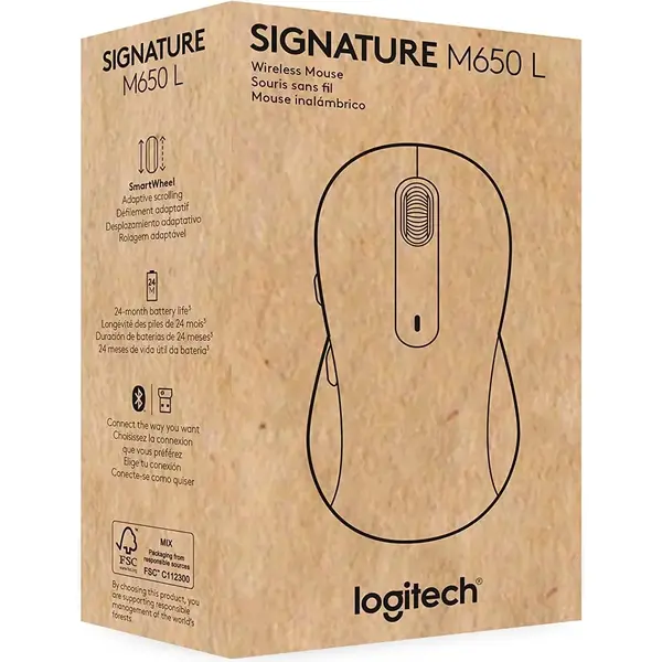 Logitech Signature M650 L, Wireless/Bluetooth, Graphite