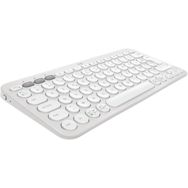 Tastatura Logitech Pebble Keys 2 K380s, Wireless/Bluetooth, Tonal White