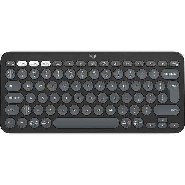 Tastatura Logitech Pebble Keys 2 K380s, Wireless/Bluetooth, Tonal Graphite