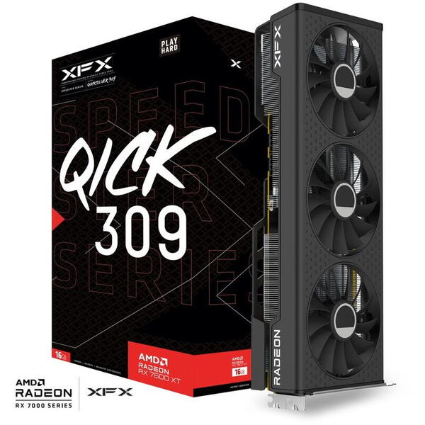 Placa video XFX Radeon RX 7600 XT Speedster QICK 309 16GB GDDR6 1‎28 Bit