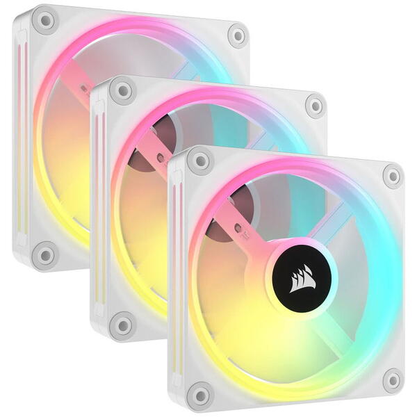 Ventilator PC Corsair iCUE Link QX120 RGB 120mm Starter Kit White Three Fan Pack