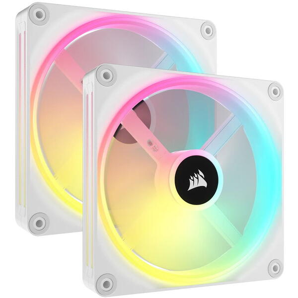 Ventilator PC Corsair iCUE LINK QX140 RGB 140mm Starter Kit White Two Fan Pack