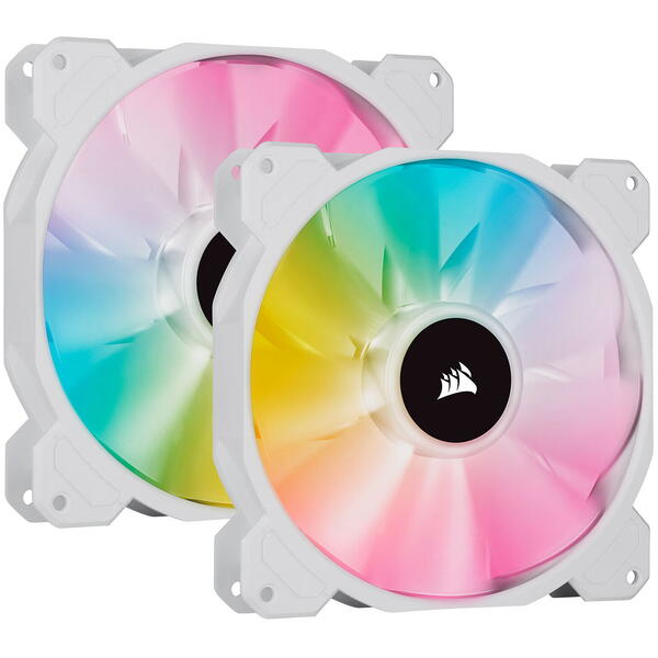 Ventilator PC Corsair iCUE SP140 RGB ELITE White Performance 140mm Dual Fan Kit