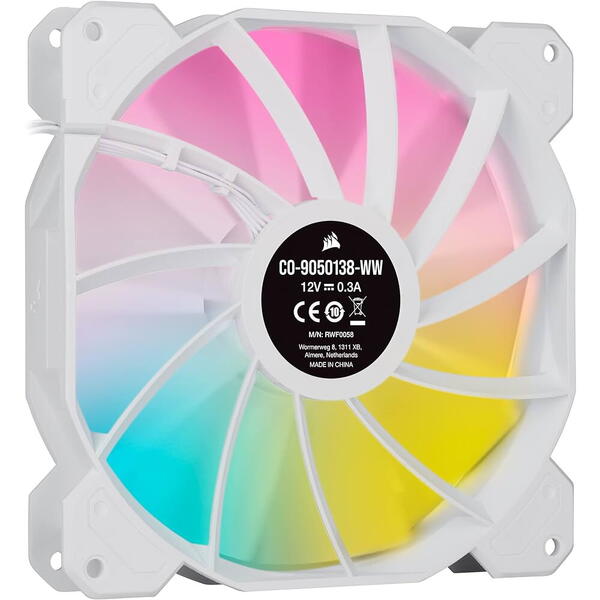 Ventilator PC Corsair iCUE SP140 RGB ELITE White Performance 140mm Dual Fan Kit