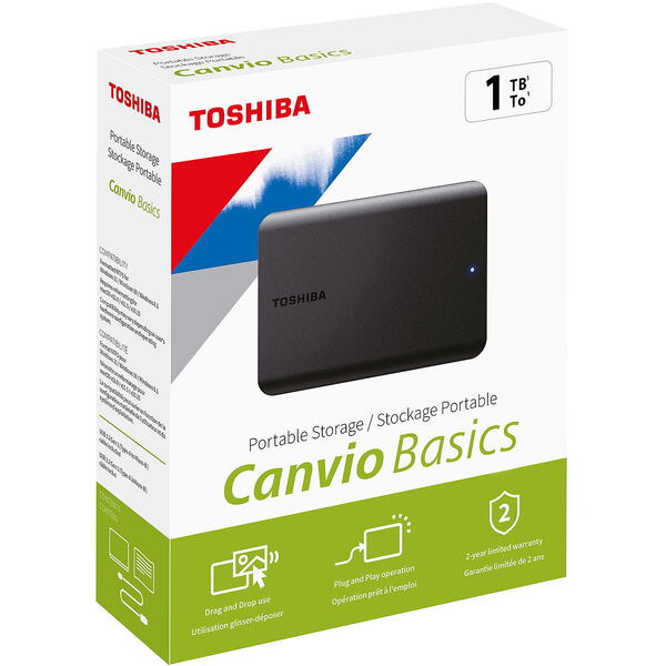Hard Disk Extern Toshiba Canvio Basics 1TB USB 3.0 Black