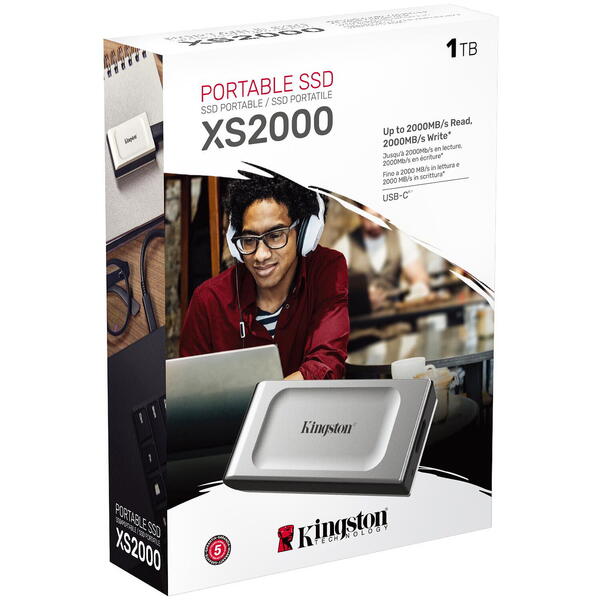 SSD Kingston XS2000 1TB, USB 3.2 tip C Silver