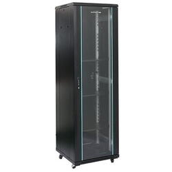 Cabinet Metalic Rack 27U 600x800, montare pe podea, usa din sticla, panouri laterale detasabile si securizate, dezasamblat, culoare negru RAL 9004, DATEUP