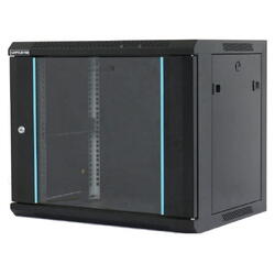 Cabinet Metalic Dateup 15U 600x600, montare pe perete, usa din sticla, panouri laterale detasabile si securizate, Negru