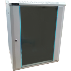 Cabinet Metalic Rack 19 15U 600x450, de perete, usa din sticla, panouri detasabile si securizate, dezasamblat, capacitate 70kg, gri RAL7035, DATEUP