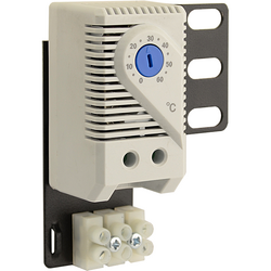 Termostat analogic pentru ventilatoare rack, 0 - 60 grade, 10A, alb, cu sistem de prindere inclus