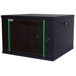 4U 600x450, de perete, usa din sticla, panouri detasabile si securizate, dezasamblat, Negru