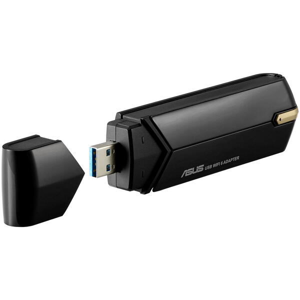 Placa de retea Wireless Asus USB-AX56 Dual Band, WiFi 6, Negru